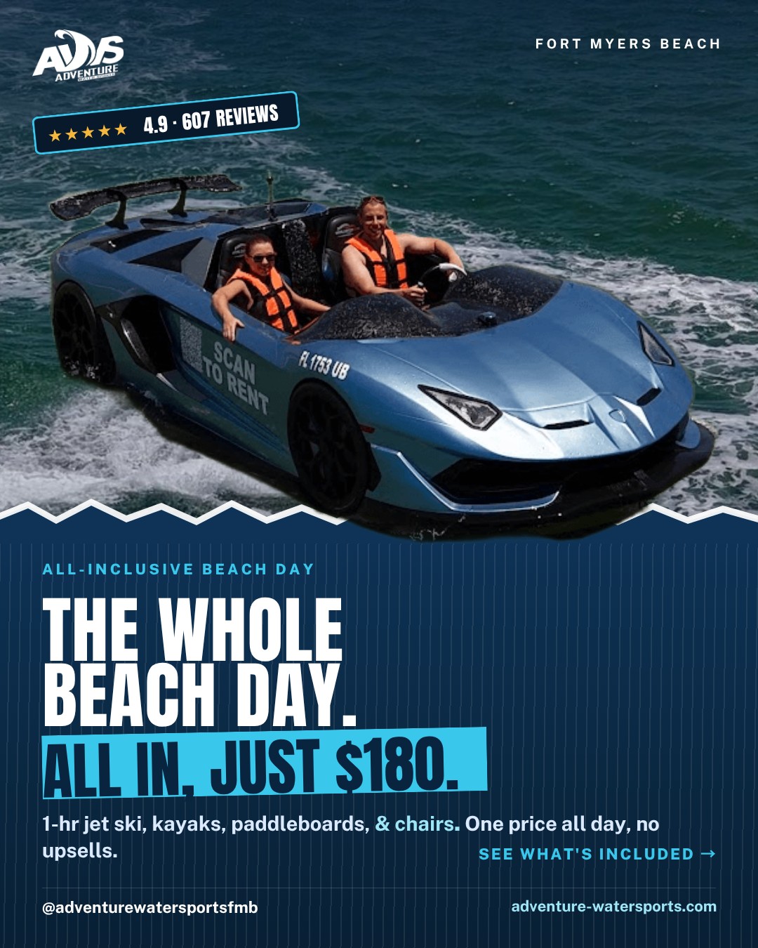 $180 all in beach day offer post