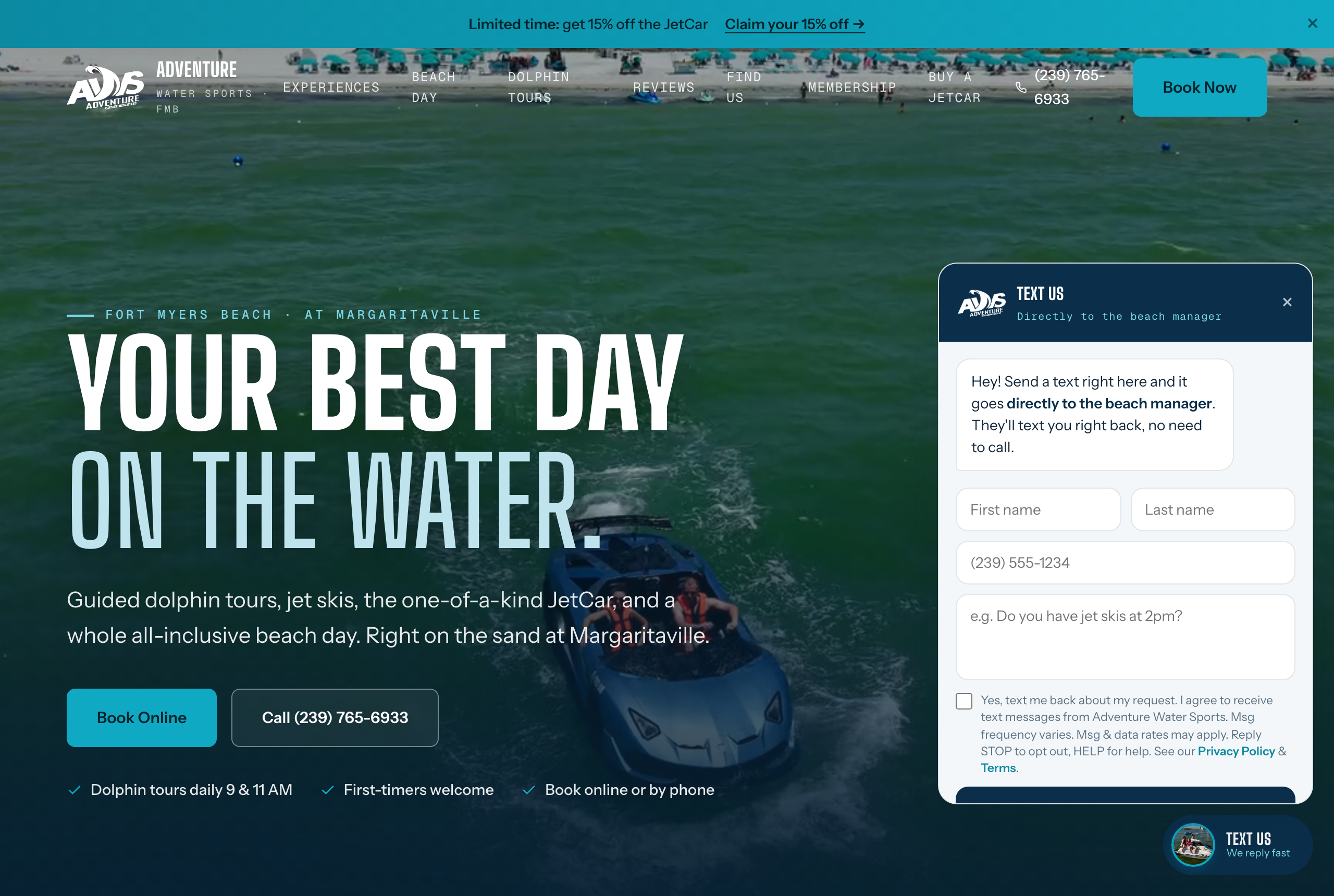 Adventure Water Sports website we built